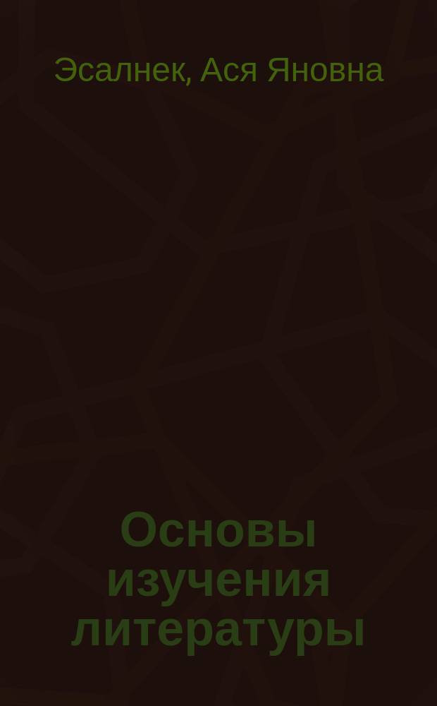Основы изучения литературы : В помощь абитуриенту и школьнику