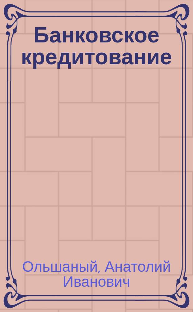 Банковское кредитование : (Рос. и зарубеж. опыт) : Предоставление кредита. Обеспечение возврата. Предупреждение преступлений