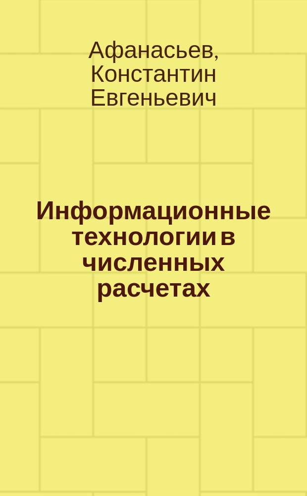 Информационные технологии в численных расчетах : Учеб. пособие