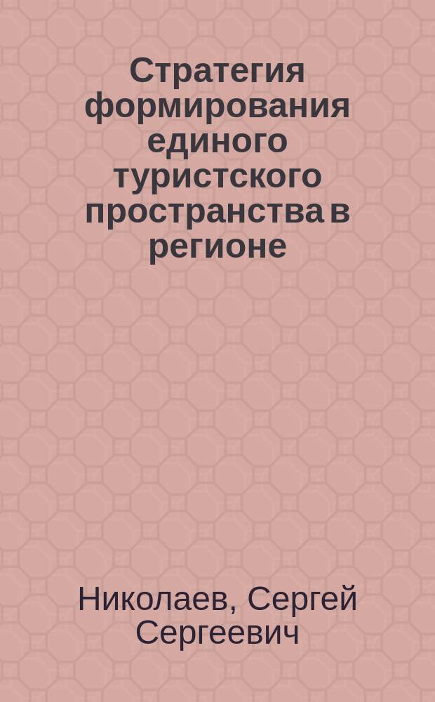 Стратегия формирования единого туристского пространства в регионе : (На прим. Санкт-Петербурга и Ленингр. обл.) : Автореф. дис. на соиск. учен. степ. к.э.н. : Спец. 08.00.05