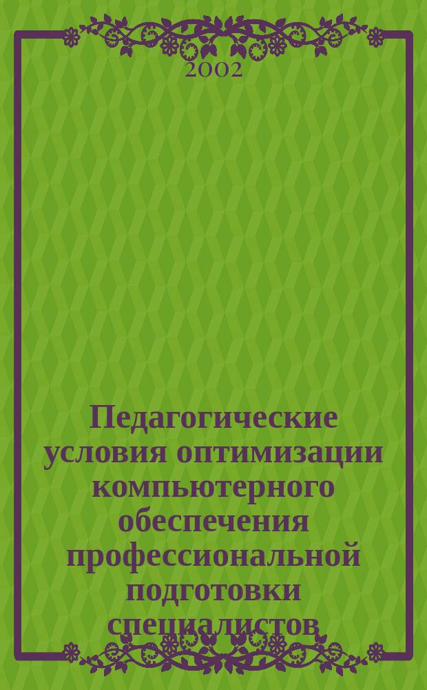 Педагогические условия оптимизации компьютерного обеспечения профессиональной подготовки специалистов : Автореф. дис. на соиск. учен. степ. к.п.н. : Спец. 13.00.08