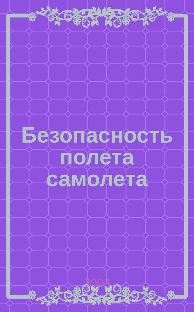 Безопасность полета самолета = Providing of the flight safety of an airplane : Концепция и технология