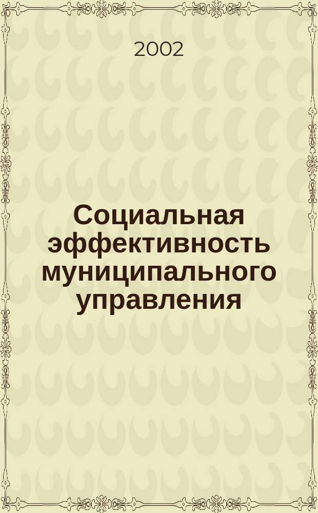 Социальная эффективность муниципального управления
