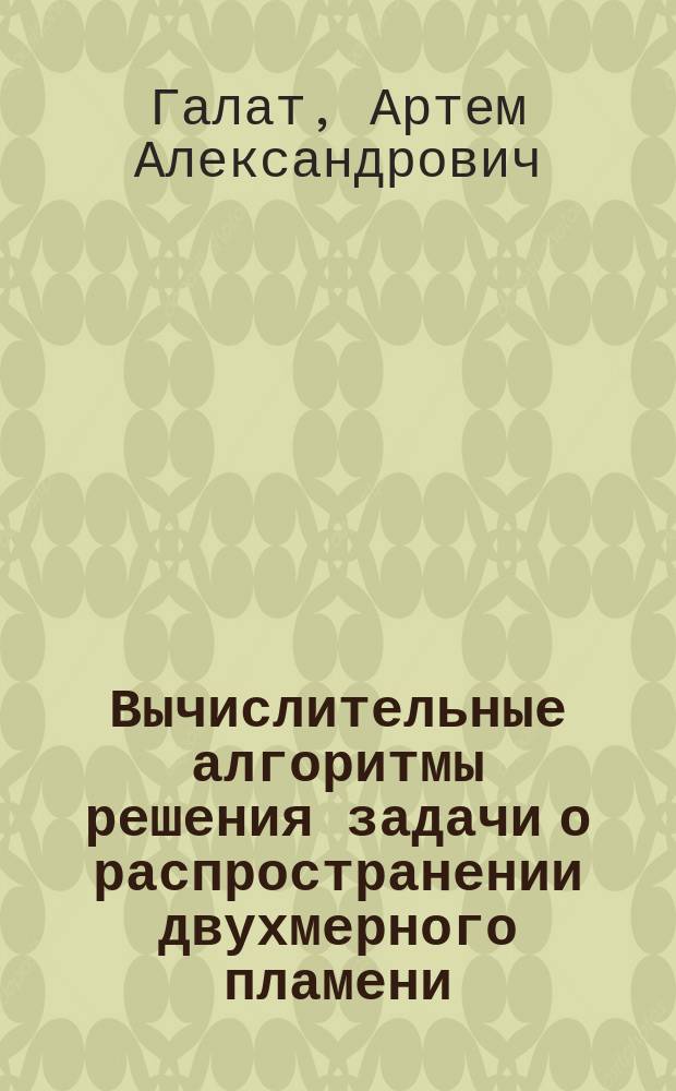 Вычислительные алгоритмы решения задачи о распространении двухмерного пламени : Автореф. дис. на соиск. учен. степ. к.ф.-м.н. : Спец. 01.01.07