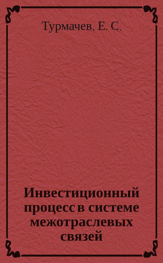 Инвестиционный процесс в системе межотраслевых связей : (Вопр. теории и практика анализа)