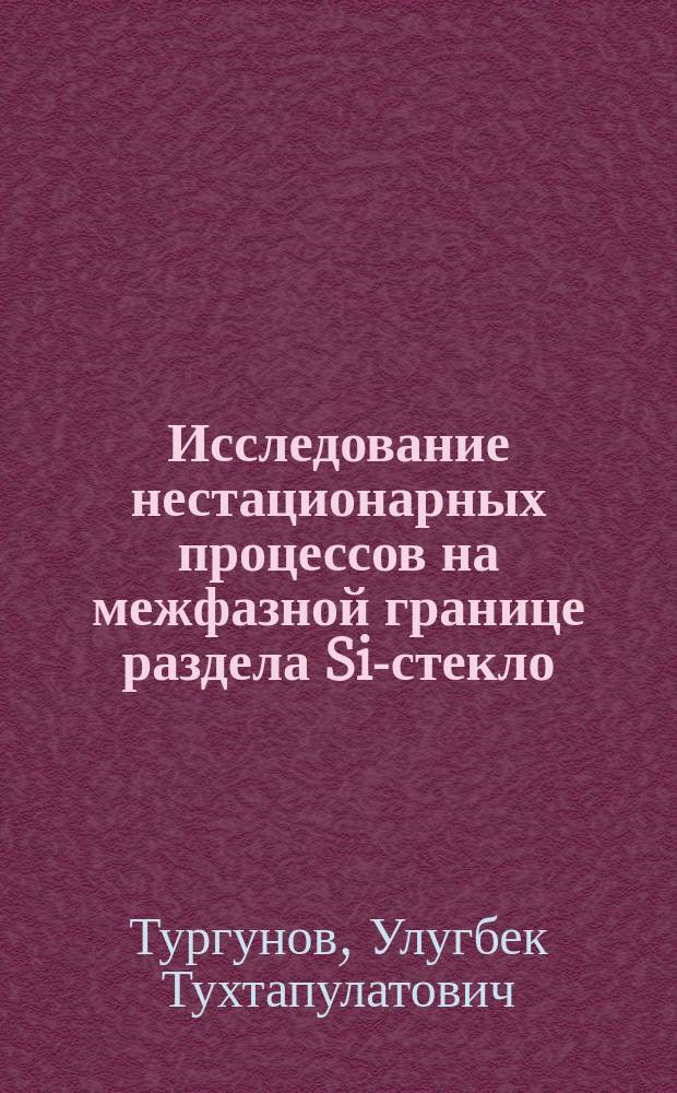 Исследование нестационарных процессов на межфазной границе раздела Si-стекло : Автореф. дис. на соиск. учен. степ. к.ф.-м.н. : Спец. 01.04.07