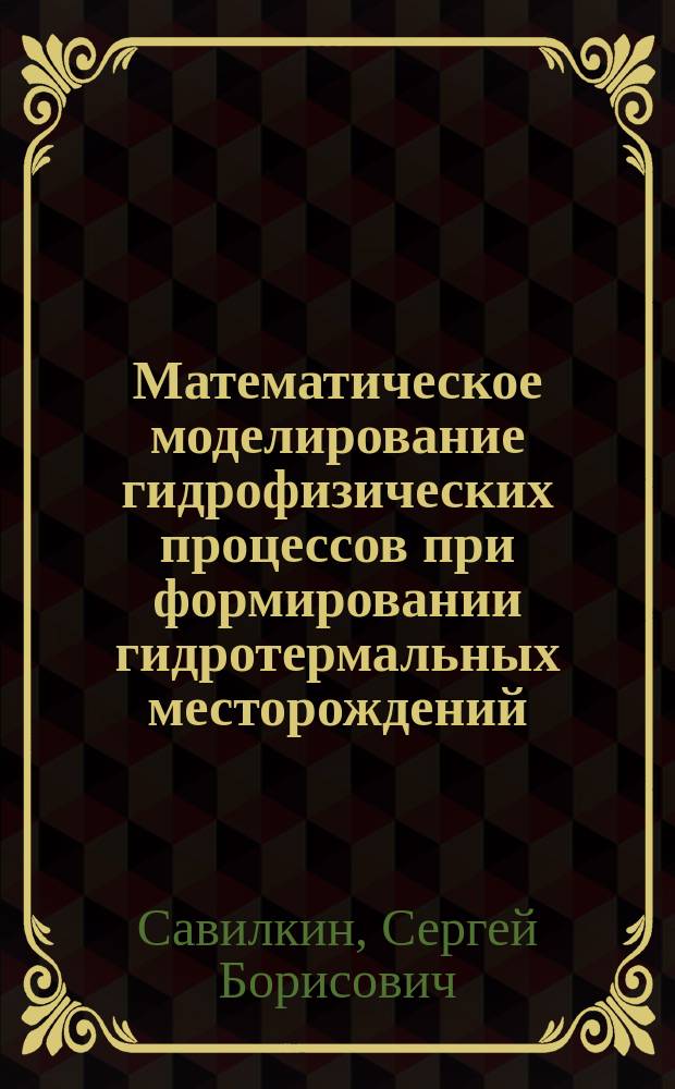 Математическое моделирование гидрофизических процессов при формировании гидротермальных месторождений : Автореф. дис. на соиск. учен. степ. к.ф.-м.н. : Спец. 04.00.12