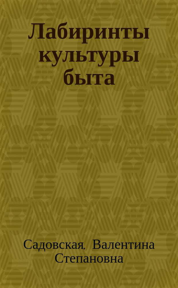 Лабиринты культуры быта: исследование реальности