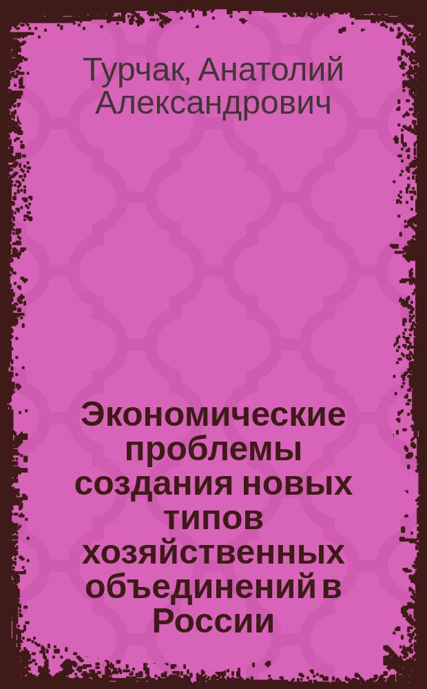 Экономические проблемы создания новых типов хозяйственных объединений в России : Учеб. пособие : Для студентов по спец. "Менеджмент"