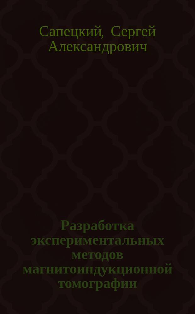 Разработка экспериментальных методов магнитоиндукционной томографии : Автореф. дис. на соиск. учен. степ. к.ф.-м.н. : Спец. 01.04.01