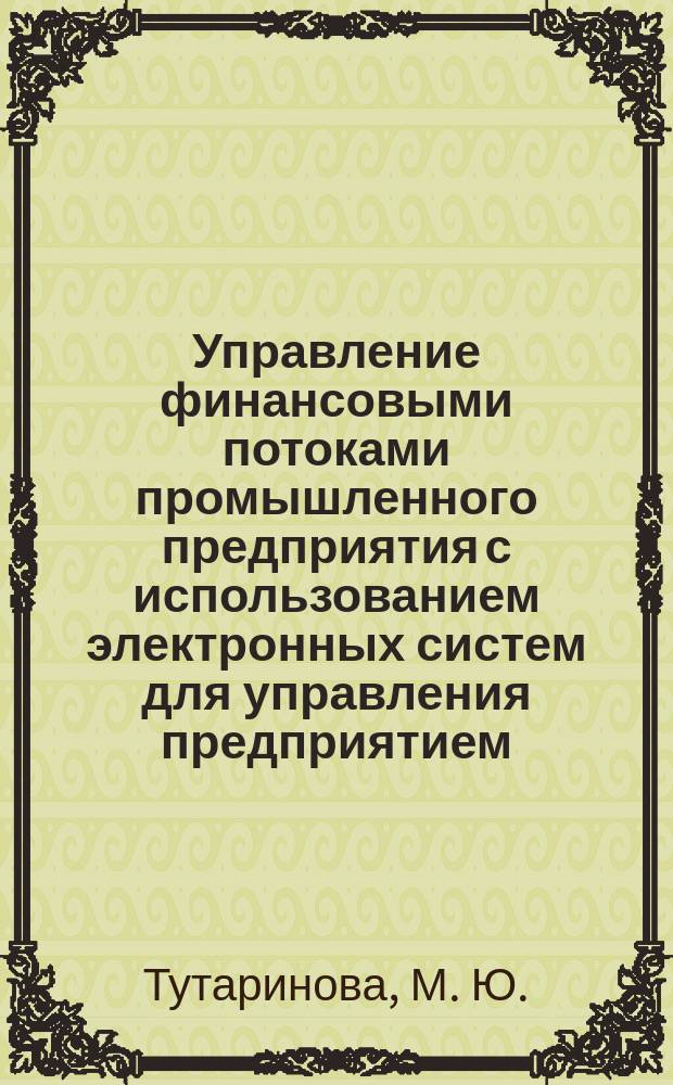 Управление финансовыми потоками промышленного предприятия с использованием электронных систем для управления предприятием