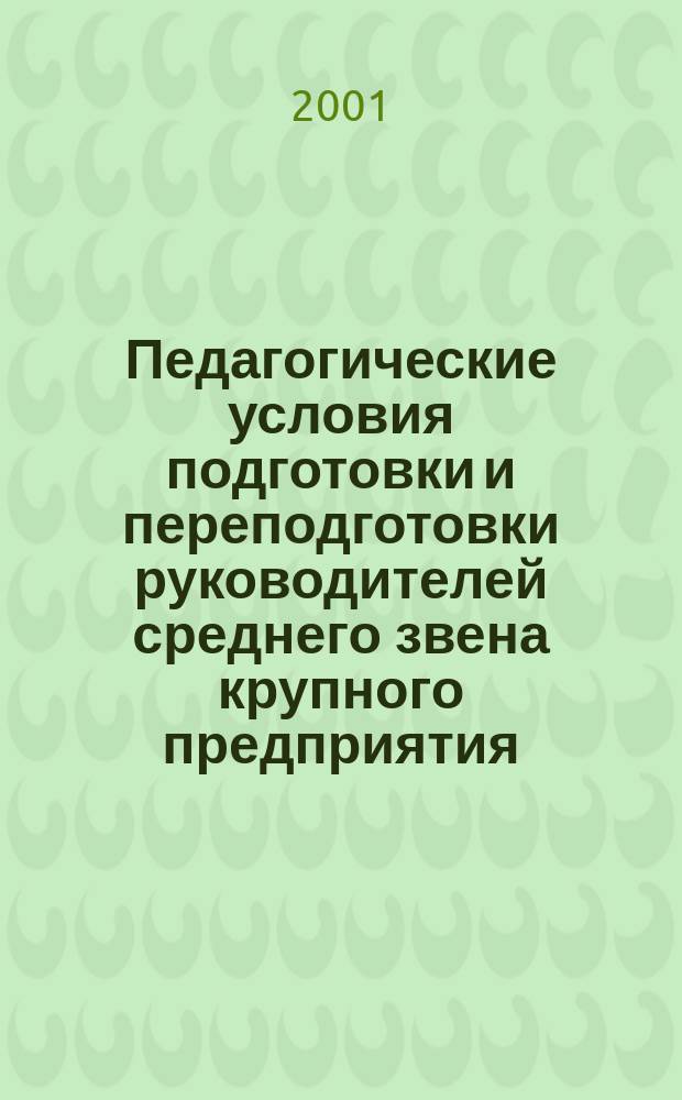Педагогические условия подготовки и переподготовки руководителей среднего звена крупного предприятия : Автореф. дис. на соиск. учен. степ. к.п.н. : Спец. 13.00.08