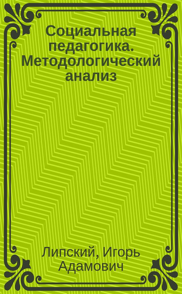 Социальная педагогика. Методологический анализ : Учеб. пособие