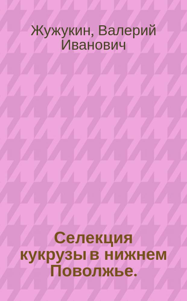 Селекция кукрузы в нижнем Поволжье. : Автореф. дис. на соиск. учен. степ. д.с.-х.н. : Спец. 06.01.05