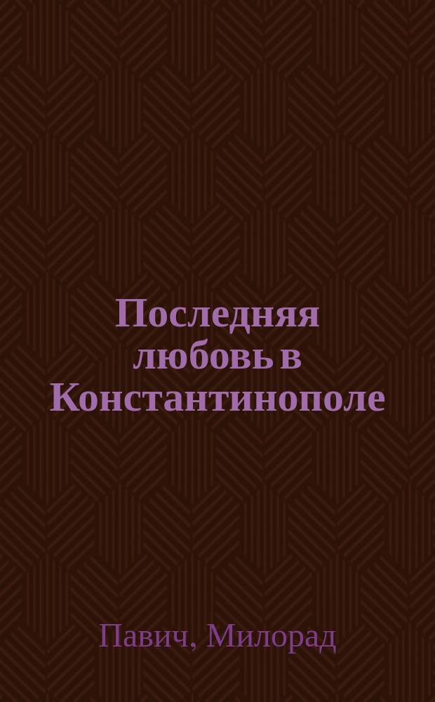 Последняя любовь в Константинополе : Пособие по гаданию : Роман