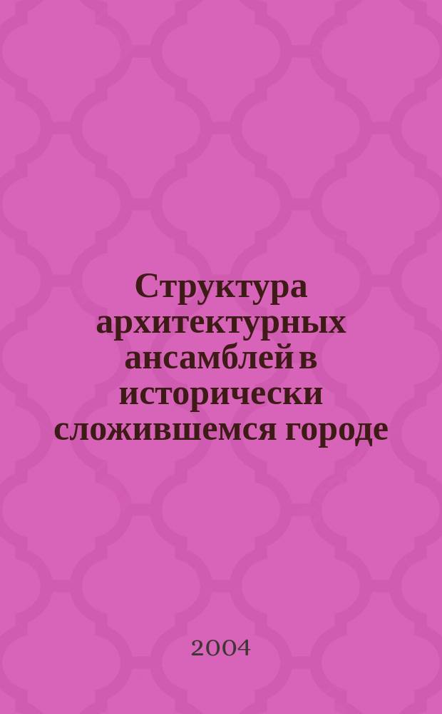 Структура архитектурных ансамблей в исторически сложившемся городе : На прим. Санкт-Петербурга : Автореф. дис. на соиск. учен. степ. д.арх. : Спец. 18.00.04
