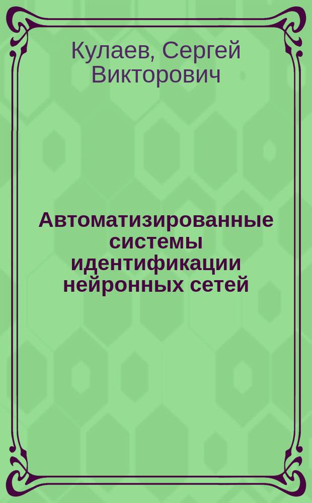 Автоматизированные системы идентификации нейронных сетей : Автореф. дис. на соиск. учен. степ. к.ф.-м.н. : Спец. 03.00.02