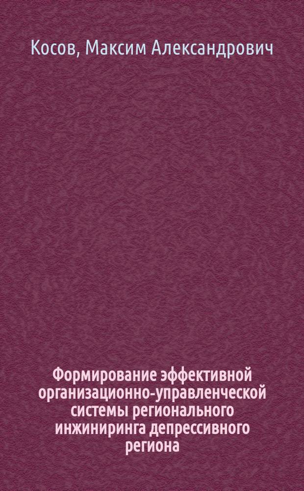 Формирование эффективной организационно-управленческой системы регионального инжиниринга депрессивного региона : Автореф. дис. на соиск. учен. степ. к.э.н. : Спец. 08.00.05