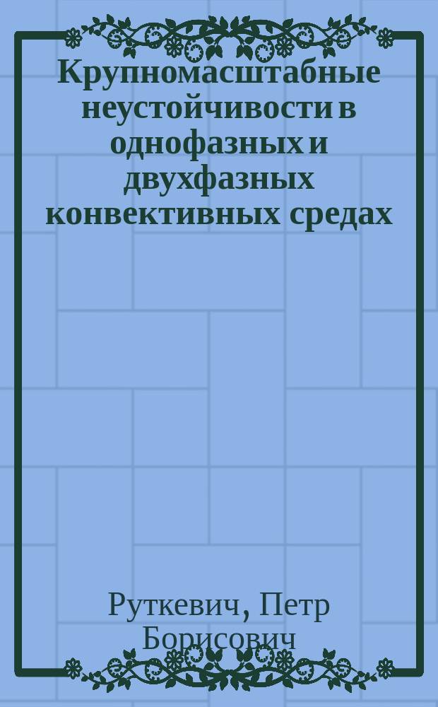 Крупномасштабные неустойчивости в однофазных и двухфазных конвективных средах : Автореф. дис. на соиск. учен. степ. д.ф.-м.н. : Спец. 01.04.02