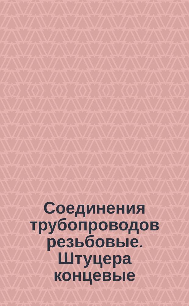 Соединения трубопроводов резьбовые. Штуцера концевые: Конструкция и размеры