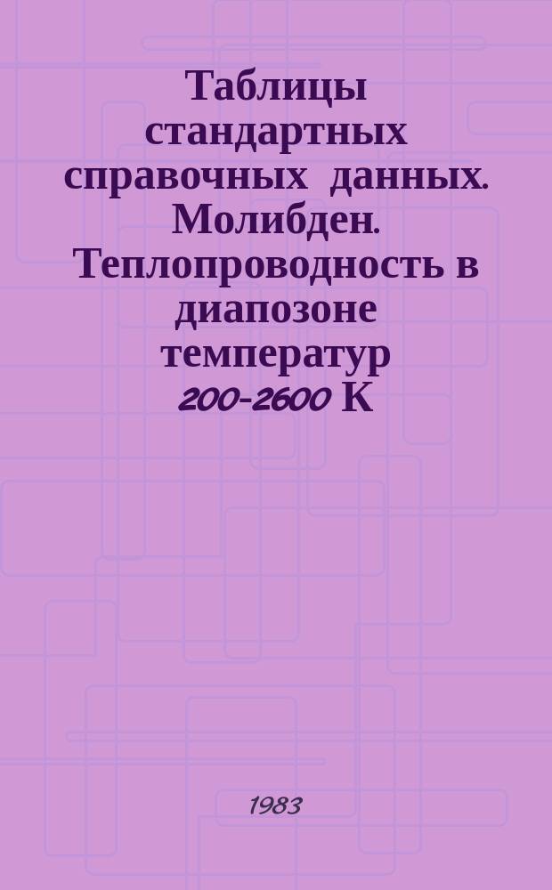 Таблицы стандартных справочных данных. Молибден. Теплопроводность в диапозоне температур 200-2600 К