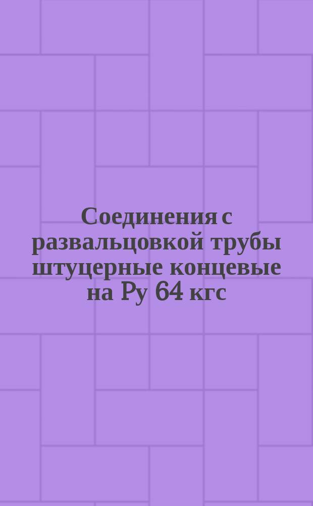 Соединения с развальцовкой трубы штуцерные концевые на Pу 64 кгс/см¤