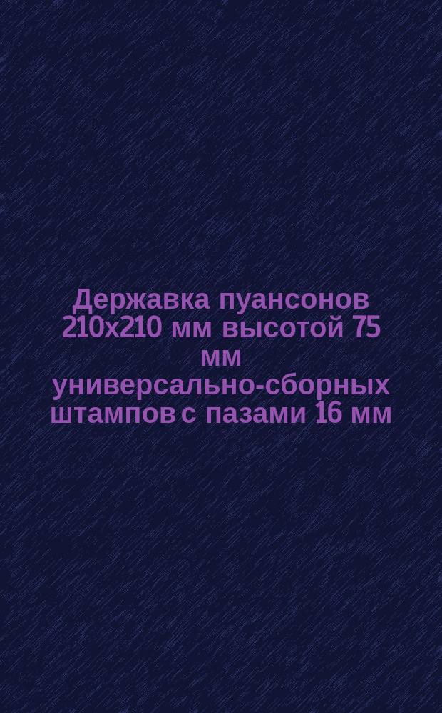 Державка пуансонов 210х210 мм высотой 75 мм универсально-сборных штампов с пазами 16 мм. Конструкция и размеры