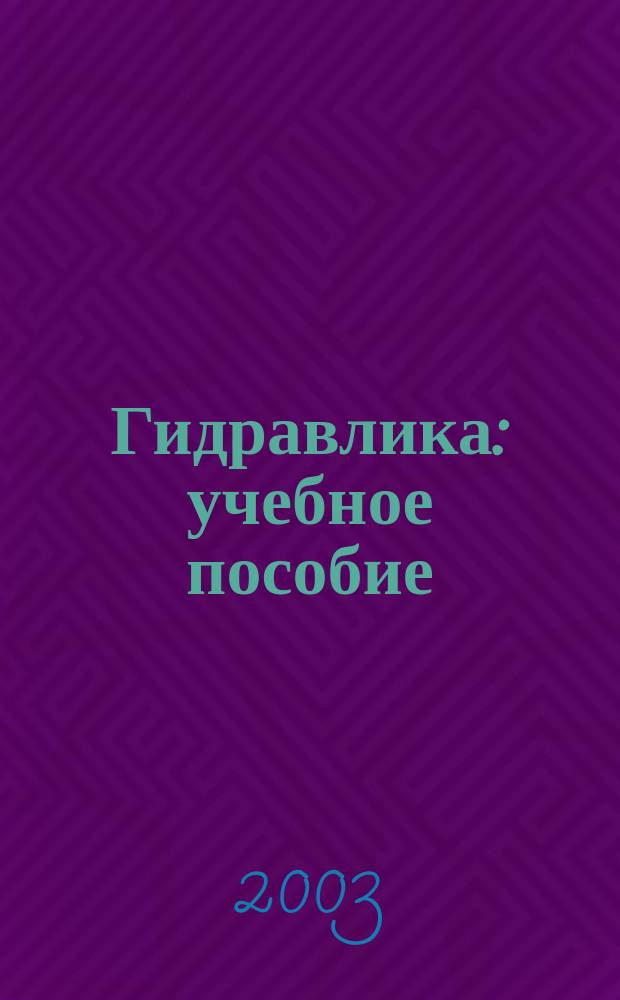 Гидравлика : учебное пособие : для студентов, обучающихся по направлению "Нефтегазовое дело" и изучающих общетехнические дисциплины на английском языке