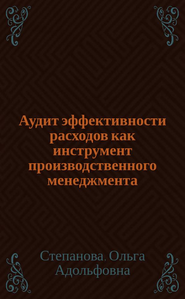Аудит эффективности расходов как инструмент производственного менеджмента: (на примере предприятий с не менее 25% участием государства) : автореф. дис. на соиск. учен. степ. канд. экон. наук : спец. 05.02.22