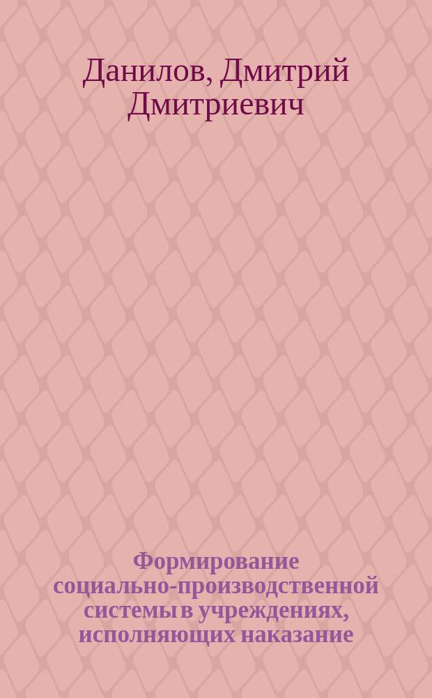 Формирование социально-производственной системы в учреждениях, исполняющих наказание : автореф. дис. на соиск. учен. степ. канд. экон. наук : специальность 08.00.05 <Экономика и упр. нар. хоз-вом по отраслям и сферам деятельности>
