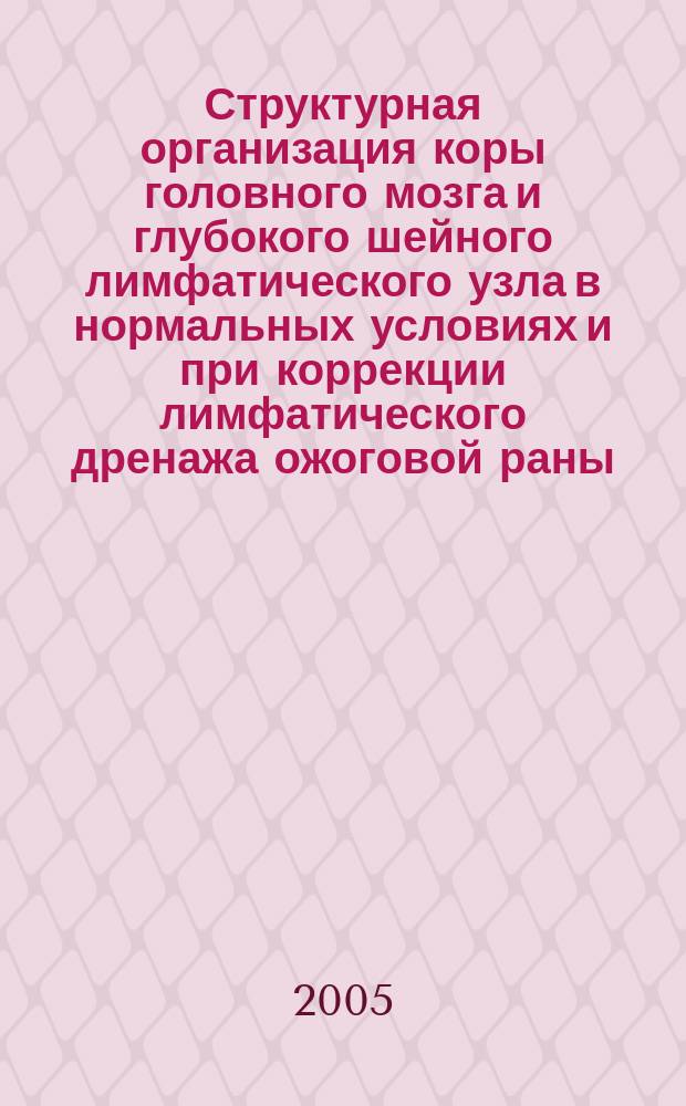 Структурная организация коры головного мозга и глубокого шейного лимфатического узла в нормальных условиях и при коррекции лимфатического дренажа ожоговой раны : автореф. дис. на соиск. учен. степ. к.м.н. : спец. 03.00.25