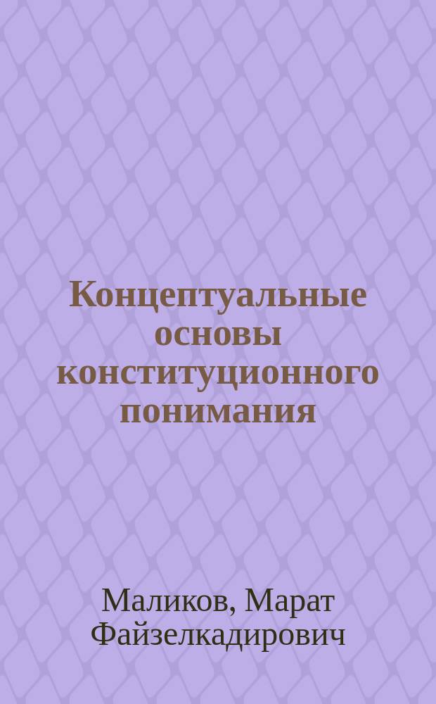 Концептуальные основы конституционного понимания : монография