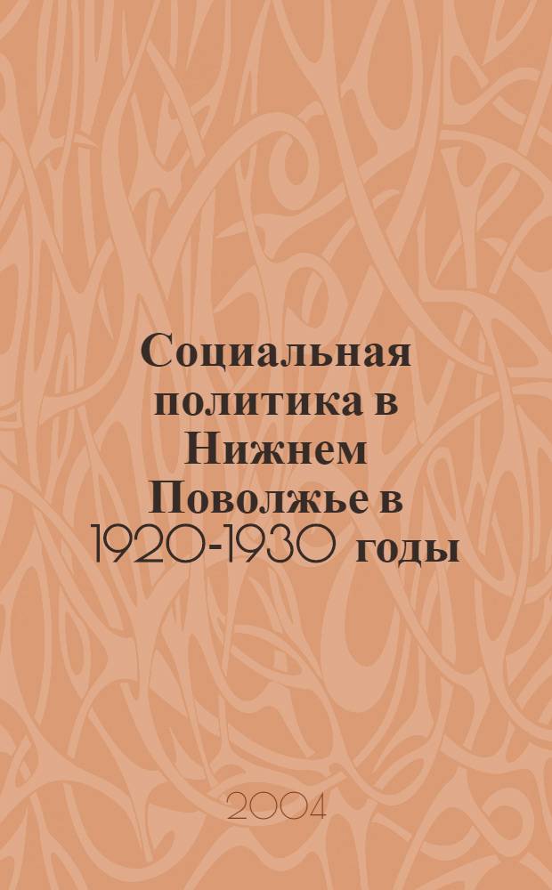 Социальная политика в Нижнем Поволжье в 1920-1930 годы
