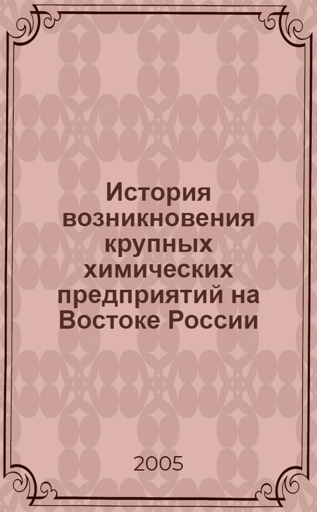 История возникновения крупных химических предприятий на Востоке России : автореф. дис. на соиск. учен. степ. канд. техн. наук : специальность 07.00.10 <История науки и техники> : специальность 02.00.13 <Нефтехимия>