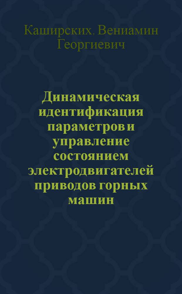 Динамическая идентификация параметров и управление состоянием электродвигателей приводов горных машин : автореф. дис. на соиск. учен. степ. д-ра техн. наук : специальность 05.09.03 <Электротехн. комплексы и системы>