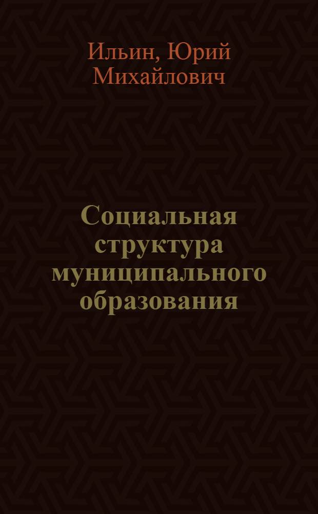 Социальная структура муниципального образования: модели и управление : автореф. дис. на соиск. учен. степ. канд. социол. наук : специальность 22.00.08 <Социология упр.>
