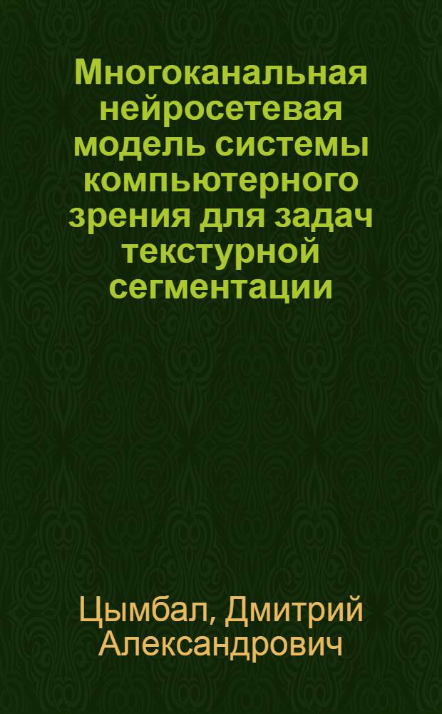 Многоканальная нейросетевая модель системы компьютерного зрения для задач текстурной сегментации : автореф. дис. на соиск. учен. степ. канд. техн. наук : специальность 05.13.18 <Мат. моделирование, числ. методы и комплексы программ>