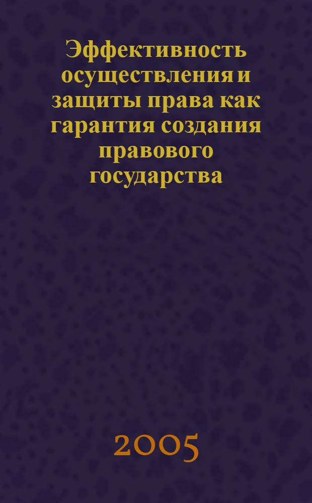 Эффективность осуществления и защиты права как гарантия создания правового государства : материалы международной научно-практической конференции, Минск, 2-3 декабря 2004 г