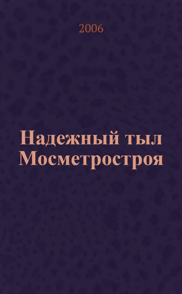 Надежный тыл Мосметростроя : документальные очерки