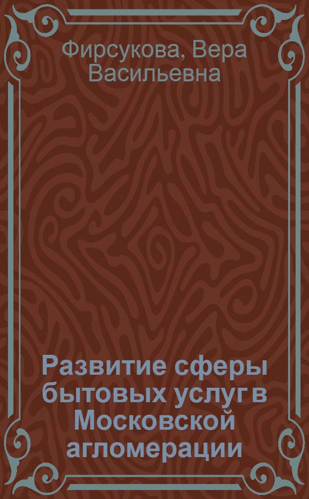 Развитие сферы бытовых услуг в Московской агломерации: теоретико-методологический аспект : монография