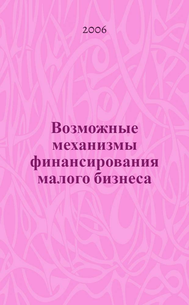 Возможные механизмы финансирования малого бизнеса