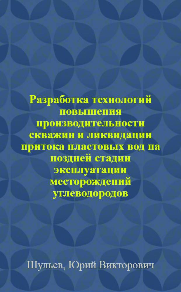 Разработка технологий повышения производительности скважин и ликвидации притока пластовых вод на поздней стадии эксплуатации месторождений углеводородов : автореф. дис. на соиск. учен. степ. канд. техн. наук : специальность 25.00.15 <Технология бурения и освоения скважин>