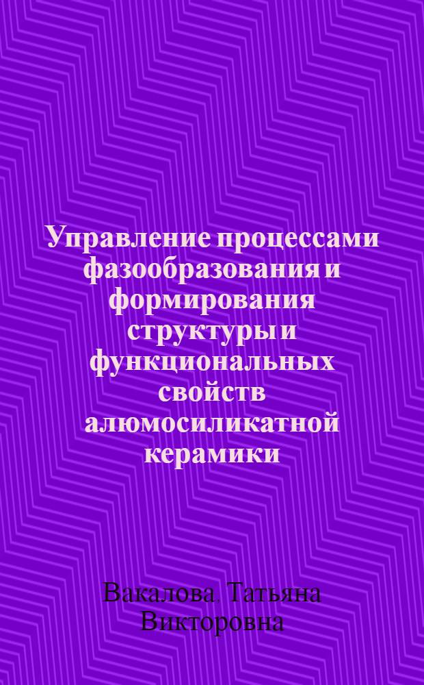 Управление процессами фазообразования и формирования структуры и функциональных свойств алюмосиликатной керамики : автореф. дис. на соиск. учен. степ. д-ра техн. наук : специальность 05.17.11 <Технология силикат. и тугоплав. неметал. материалов>