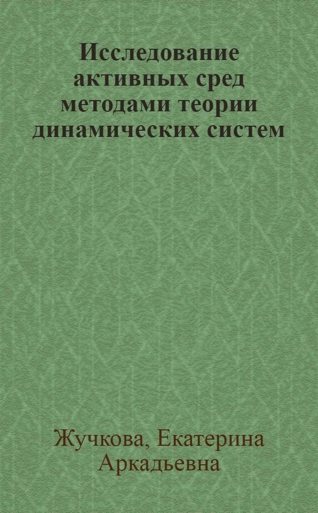 Исследование активных сред методами теории динамических систем : автореф. дис. на соиск. учен. степ. канд. физ.-мат. наук : специальность 01.04.02 <Теорет. физика>