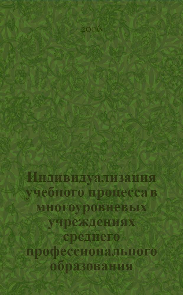Индивидуализация учебного процесса в многоуровневых учреждениях среднего профессионального образования