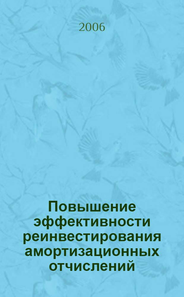 Повышение эффективности реинвестирования амортизационных отчислений : (на примере предприятий Брянской области) : автореф. дис. на соиск. учен. степ. канд. экон. наук : специальность 08.00.05 <Экономика и упр. нар. хоз-вом>