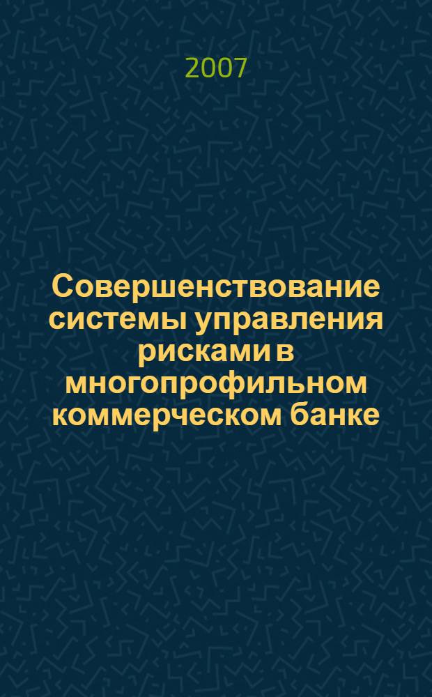 Совершенствование системы управления рисками в многопрофильном коммерческом банке : монография
