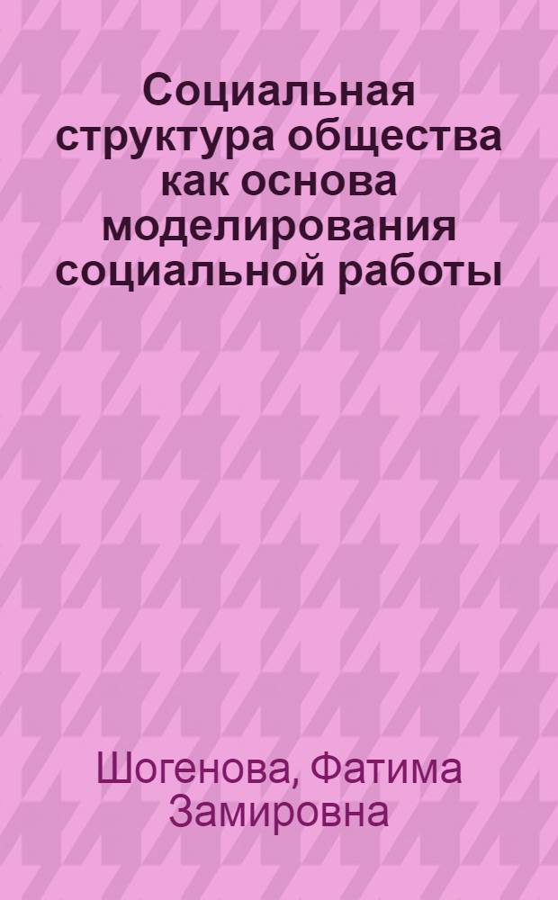 Социальная структура общества как основа моделирования социальной работы : автореф. дис. на соиск. учен. степ. канд. социол. наук : специальность 22.00.04 <Соц. структура, соц. ин-ты и процессы>