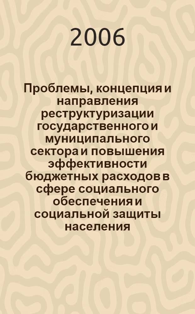 Проблемы, концепция и направления реструктуризации государственного и муниципального сектора и повышения эффективности бюджетных расходов в сфере социального обеспечения и социальной защиты населения