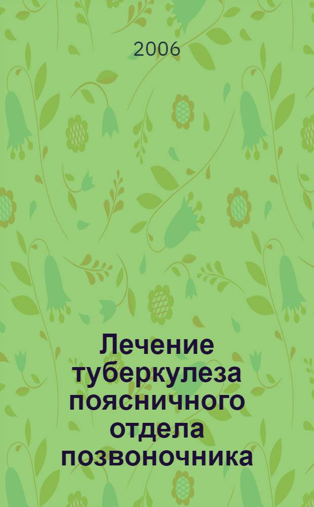 Лечение туберкулеза поясничного отдела позвоночника: оперативный доступ и способ переднего спондилодеза : новая медицинская технология